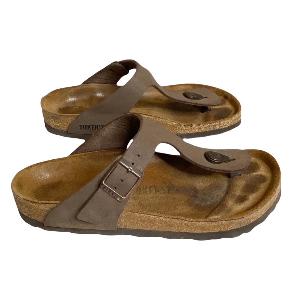 Birkenstock ✌︎︎ Gizeh Thong Nubuck Cork Bed Sandals Sandal ✌︎︎ Brown Suede 37 7M - Picture 6 of 16